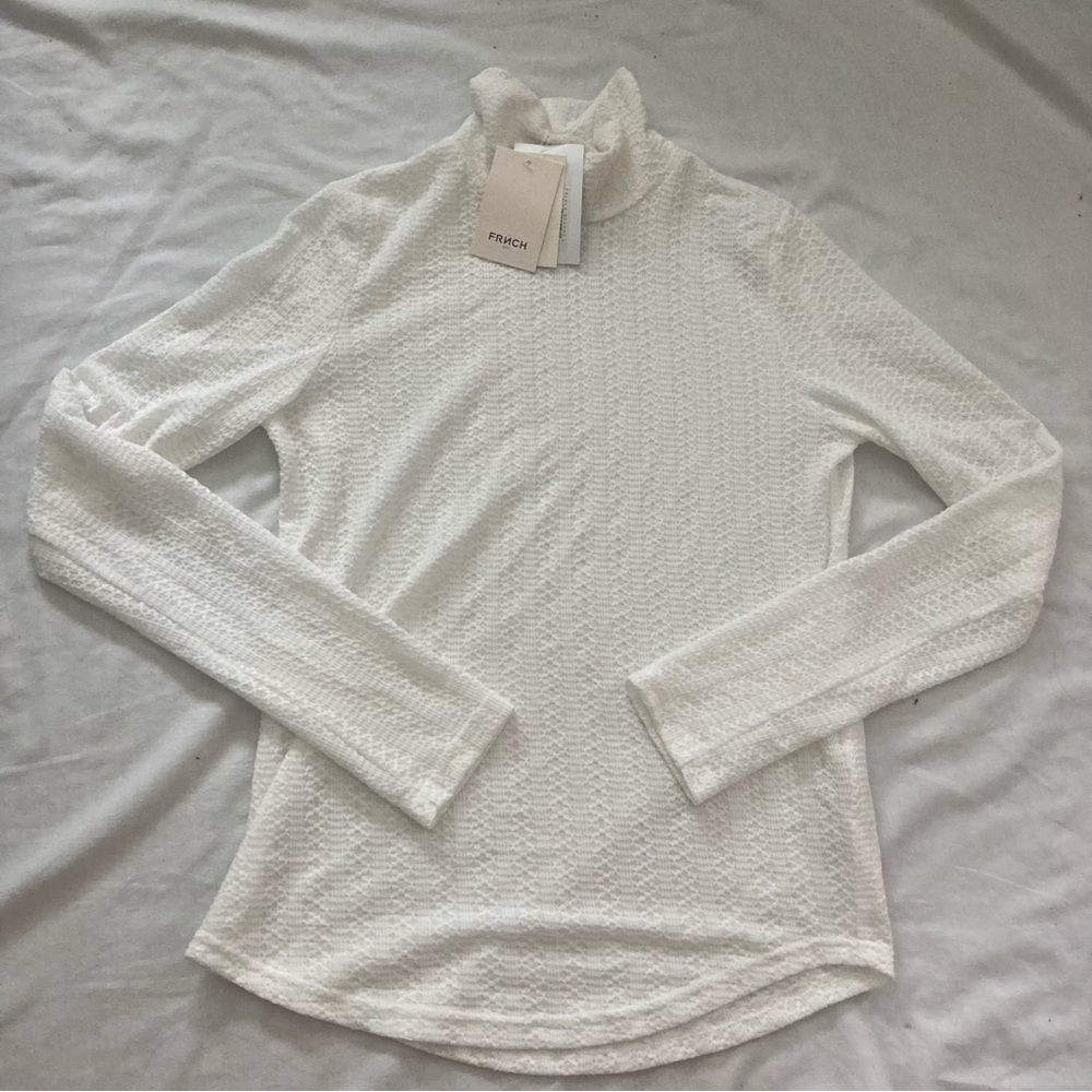 NWT FRNCH White Textured Turtleneck Size Large